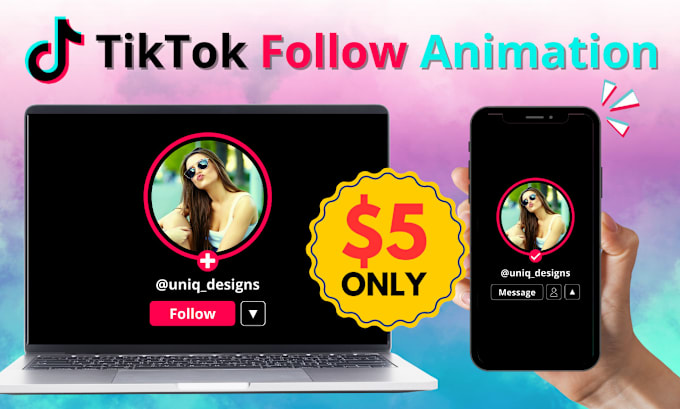 Gig Preview - Create tiktok follow animation intro outro promo video lower third popup button