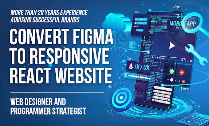 Gig Preview - Convert figma design to responsive react website, HTML or CSS bootstrap