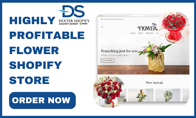 Gig Preview - Design flower shopify store flower website flower shop florist website