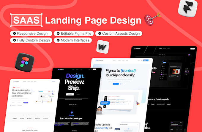 Gig Preview - Create a saas landing page design in figma