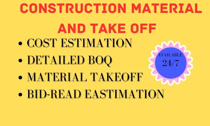 Gig Preview - Do quantity take off, material takeoff, construction cost estimation