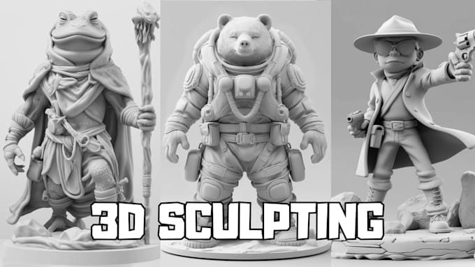 Gig Preview - Create sculpting 3d character models for printing and rendering in blender