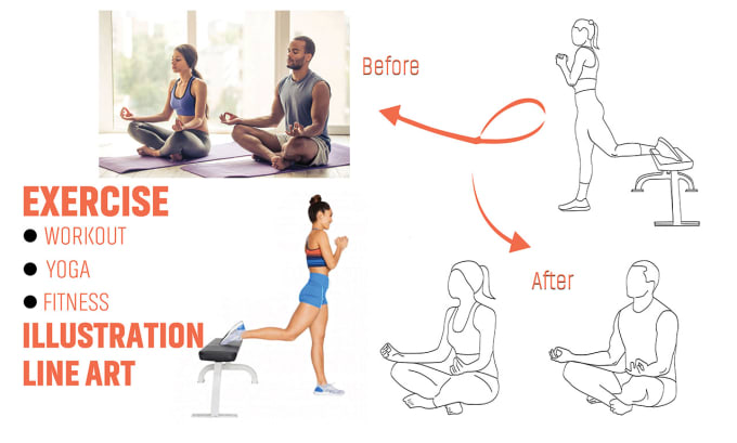 Gig Preview - Do yoga, exercise, workout, fitness, and medical illustration or line art