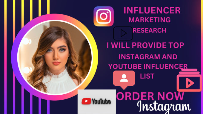 Gig Preview - Find the best youtube and instagram influencer