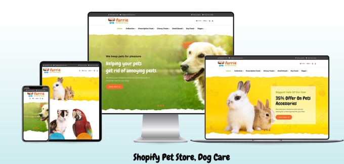 Gig Preview - Design pet dog cat animal shopify store pet care website veterinary website