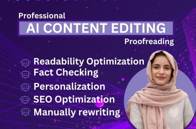 Gig Preview - Provide ai content editing, SEO article writing, proofreading