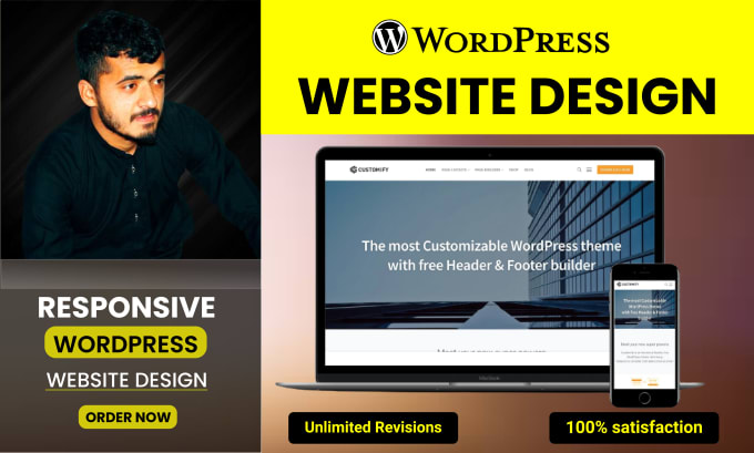 Gig Preview - Design or redesign wordpress business website, blogging or ecommerce web design