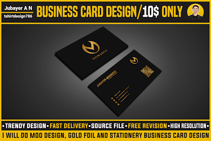 Gig Preview - Do moo design, gold foil and stationery business card design