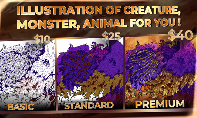 Gig Preview - Draw creature, monster, and animal design with detail