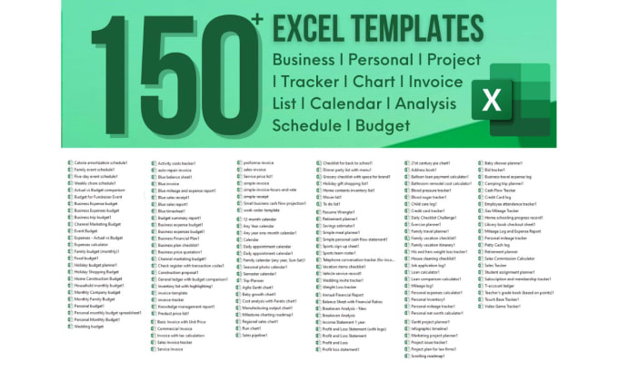 Gig Preview - Send 150 excel templates for all your personal and professional needs