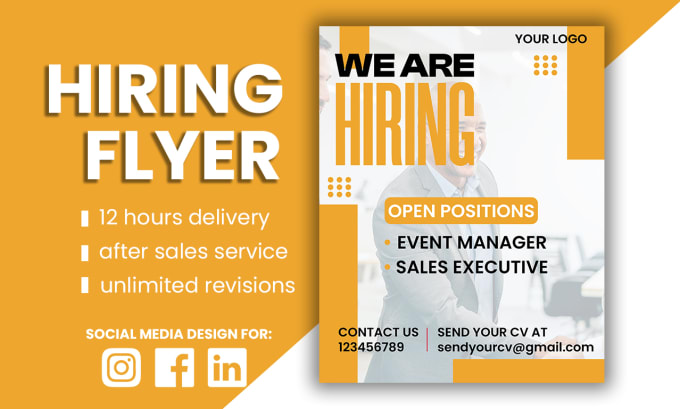 Gig Preview - Design an digital urgent flyer for your business hiring