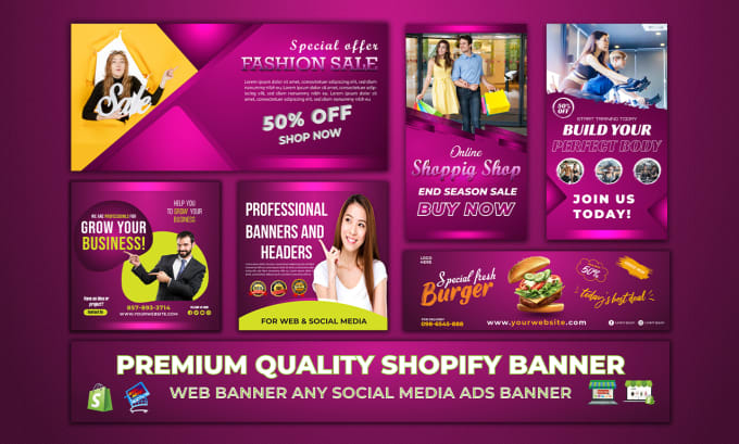 Gig Preview - Create web banner, google ads, header slider, or social media