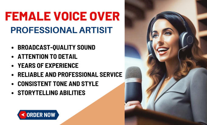 Gig Preview - Record a pro, studio quality female voice over with full consult