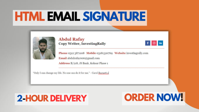 Gig Preview - Create clickable HTML email signature for gmail, outlook