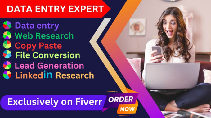 Gig Preview - Do accurate data entry copy paste web research and web research expert