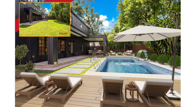 Gig Preview - Do virtual renovation and add a virtual swimming pool to your outdoor space