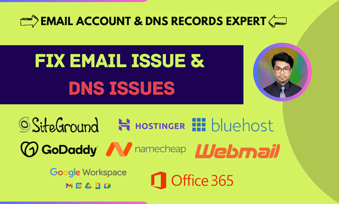 Gig Preview - Fix email and dns issues of godaddy, namecheap, gsuite, hostinger, office365