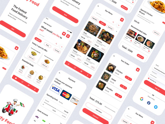 Gig Preview - Grocery food delivery meals restaurant ordering website mobile app UI UX design