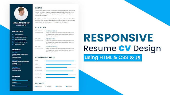 Gig Preview - Deliver you professional html resume, cv writing using CSS