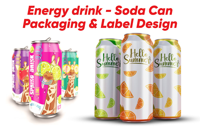 Gig Preview - Design premium energy drink, can product label design