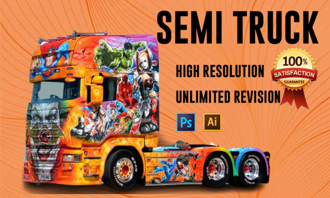 Gig Preview - Do eye catching professional semi truck wrap, truck wrap design