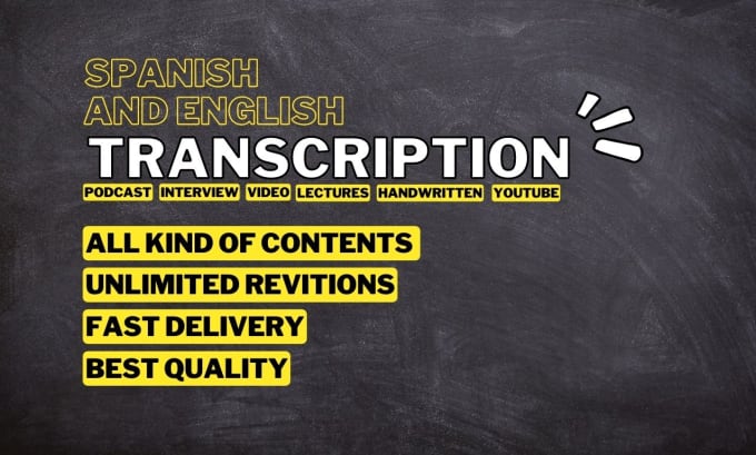 Gig Preview - Transcribe your contents  spanish and english