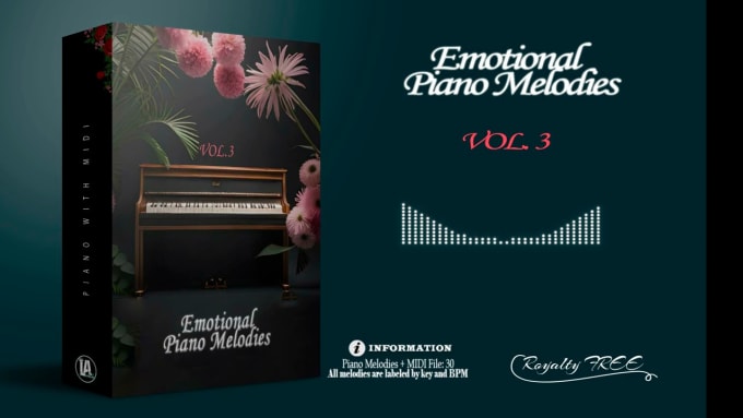 Gig Preview - Send you 30 emotional piano melodies with midi