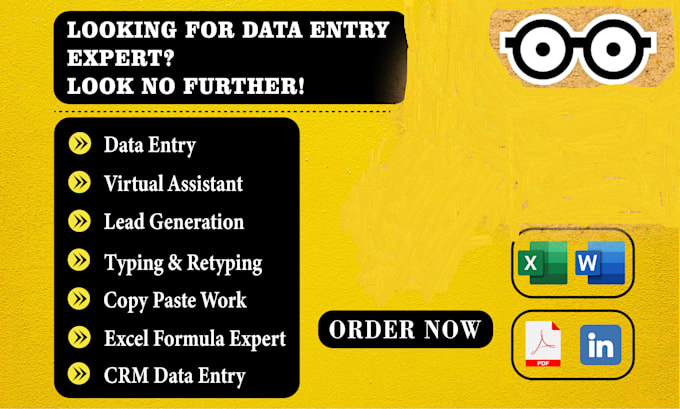 Gig Preview - Be your virtual assistant for data entry web research typing excel