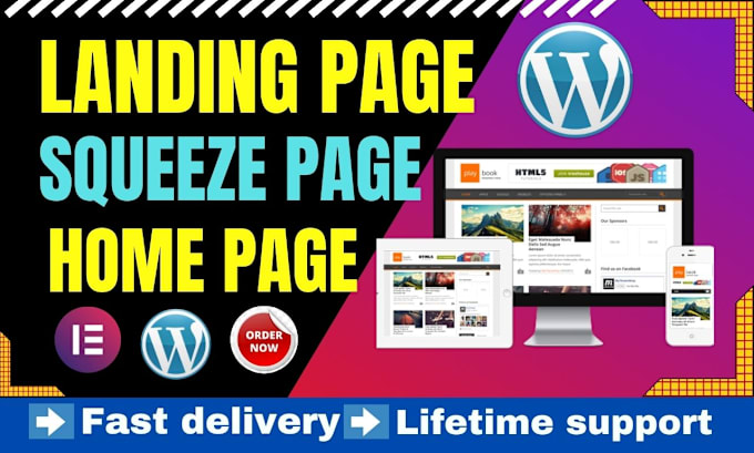 Gig Preview - Design wordpress landing page, squeeze page homepage design with elementor pro