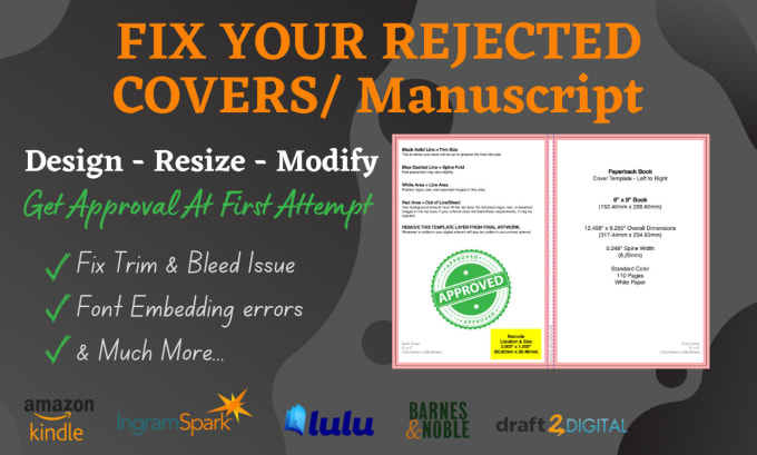 Gig Preview - Fix, format, resize book covers professionally on amazon KDP, lulu and others