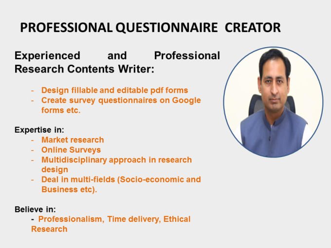 Gig Preview - Design professional research questionnaire