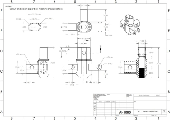 Gig Preview - Do 3d models and 2d technical drawings, blueprints using solidworks