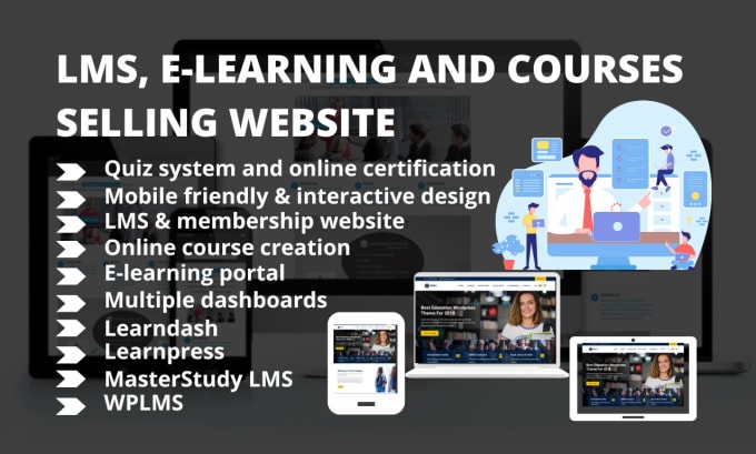 Gig Preview - Create elearning membership lms website in learndash, tutor lms , wplms or eduma