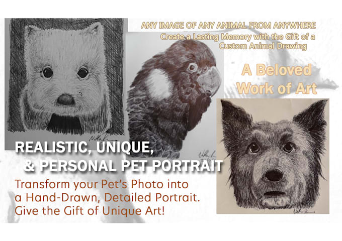 Gig Preview - Hand draw a portrait of your pet or favourite animal