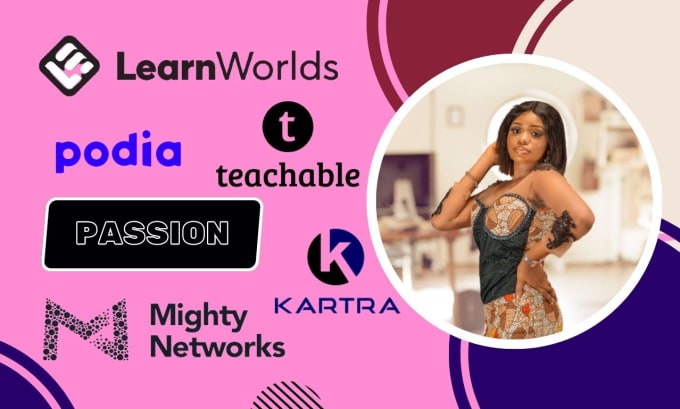 Gig Preview - Learnworlds kartra podia teachable passion and mighty network course website