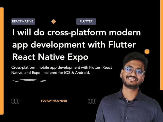 Gig Preview - Do cross platform modern app development with flutter react native expo