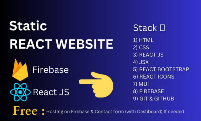 Gig Preview - Design and deploy static website using react js and firebase