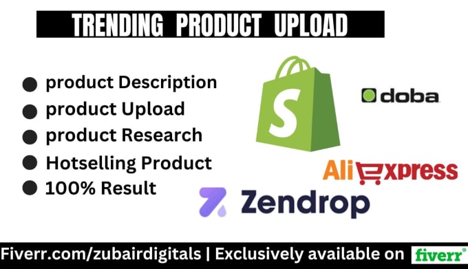 Gig Preview - Upload trending product shopify store using cj dropshipping