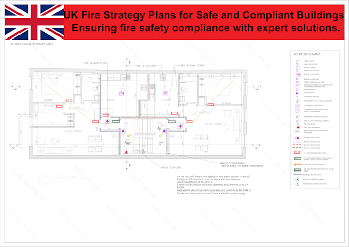 Bestseller - design your fire strategy plan, emergency evacuation plan for your floor plan