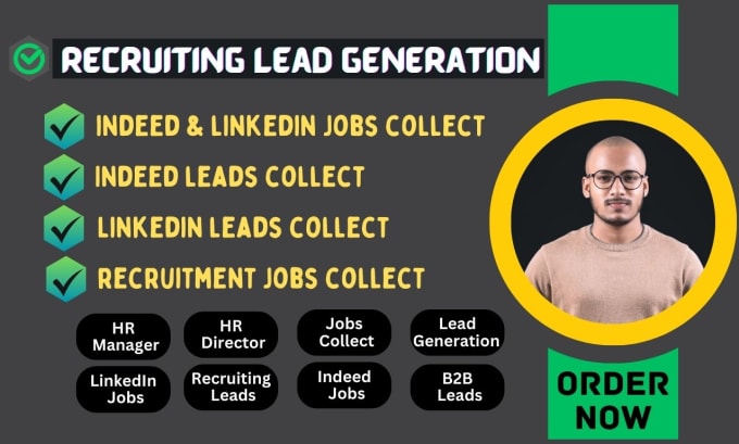 Gig Preview - Collect recruiting lead generation, recruiting email list for HR managers