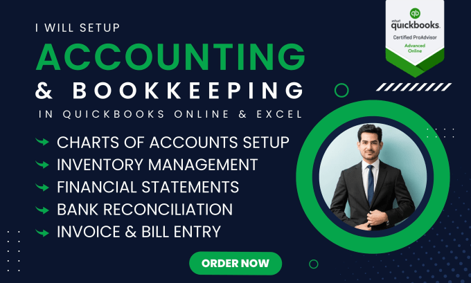 Gig Preview - Setup, clean up, bookkeeping and reconcile your quickbooks online account