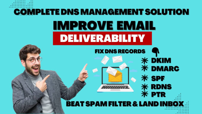 Gig Preview - Setup or fix spf, dkim, dmarc, or any dns record for email inbox deliverability