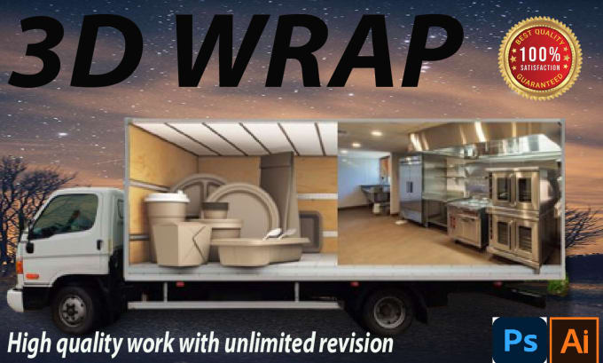 Gig Preview - Design 3d car wrap ,vehicle, truck ,trailer, van, food truck design