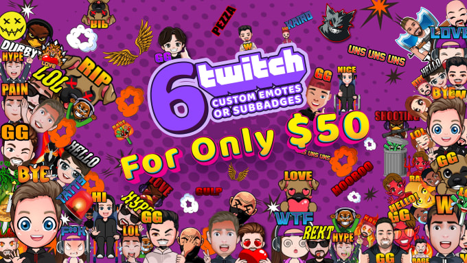 Gig Preview - Create custom twitch and discord emotes, sub badges and emojis for you