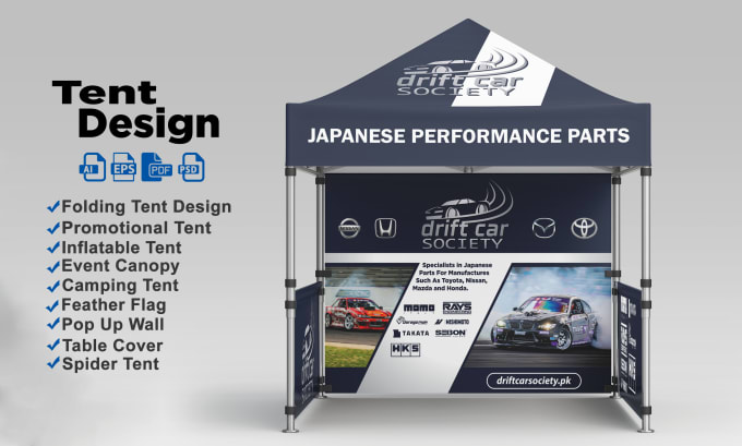 Gig Preview - Design tent, flag, table cover and canopy tent