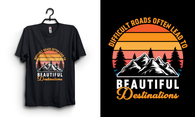 Gig Preview - Create outdoor hiking and summer t shirt design for the printify printful