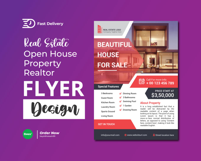 Gig Preview - Make realtor, mortgage, just sold, open house, real estate flyer design