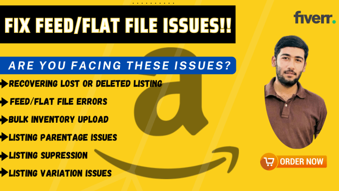 Gig Preview - Upload bulk inventory products, fix variation issue via feed flat file on amazon