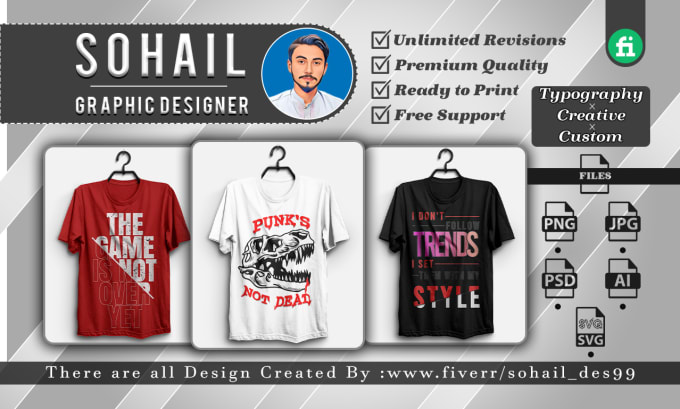 Bestseller - do creative custom logo and typography t shirt design