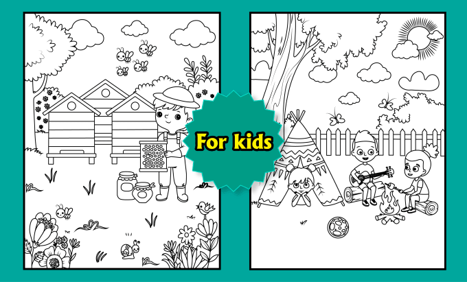 Gig Preview - Draw creative and funny coloring book page for kids